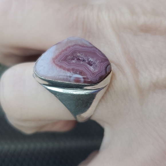 New Men's Solar Quartz Agate 925 Silver Ring. - Picture 5 of 16